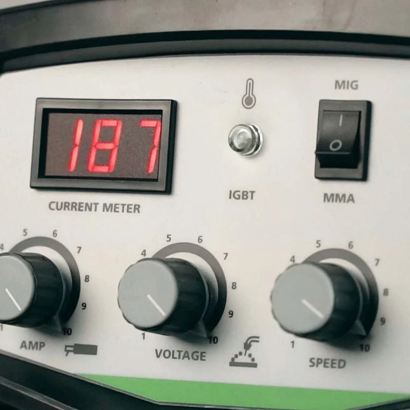 Saldadora Inverter 2 en 1 MIG-MAG con Hilo Continuo, Potencia 25A-185A, Voltaje 230V